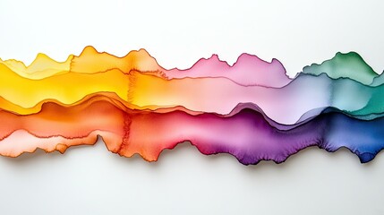 Obraz premium Abstract Alcohol Ink Landscape: A Rainbow of Fluid Colors in Undulating Mountain Forms