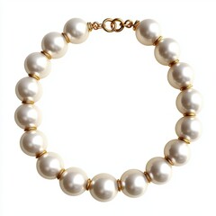 Obraz premium Elegant pearl necklace with a golden clasp, isolated on white background