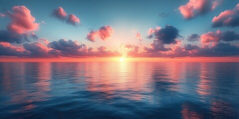 serene ocean sunset landscape impressionist golden hour calm waters horizon pastel colors