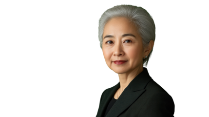 Confident senior businesswoman smiling with transparent background
