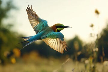 Colorful Bird in Flight
