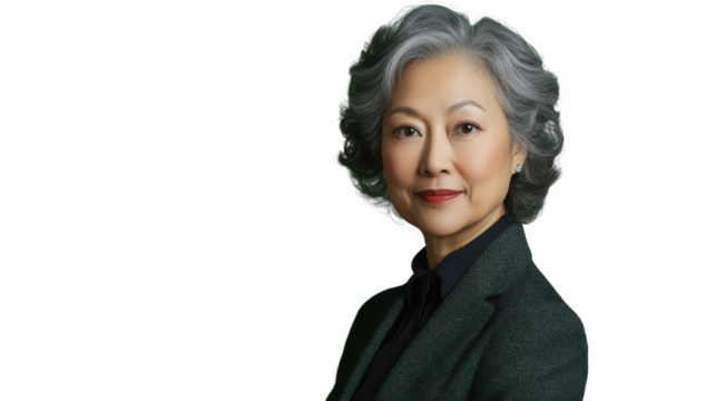 Confident senior businesswoman smiling with transparent background