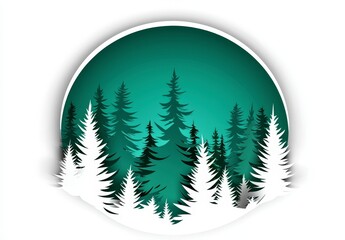 Fototapeta premium Vibrant Forest Silhouette Against a Gradient Green Background