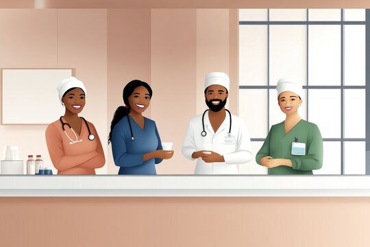 Doctors and nurses celebrating national nurses day in hospital