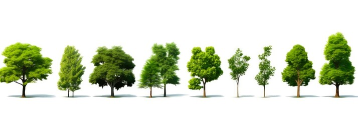 Fototapeta premium 3D Tree Illustrations for Architectural Design and Garden Decoration. Beautiful Collection of Isolated Trees in Green Nature Render