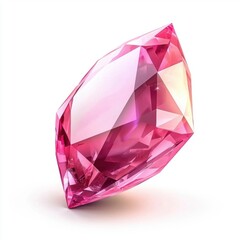 Gorgeous Pink Tourmaline Gemstone, Light Reflections Creating a Dreamy Effect, Isolated on White Background
