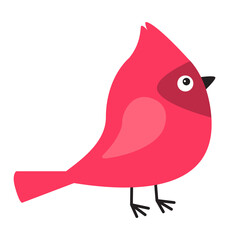 Cute bird icon. Kawaii cartoon funny baby character. Red Cardinal birds collection. Colorful sticker decoration print. Childish style. Flat design. Isolated. White background. Vector