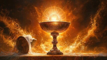 A painting illustration depicting the Eucharist in a Christian context.