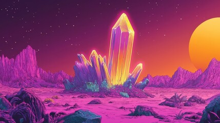 Fototapeta premium Alien Landscape Featuring Giant Crystal Formation