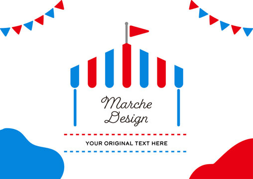 the image colors of the 2025 Osaka Expo - red and blue  Tent, garland and flag icon vector illustration title background event poster material natural and cute pop design colorful