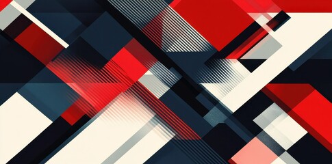 Obraz premium Abstract Red White and Dark Blue Geometric Design