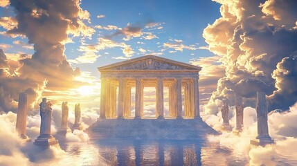 The intersection of art and Greek mythology depicting Olympus.