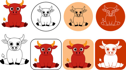 Cute Bull logo design. Vector graphic line editable logo