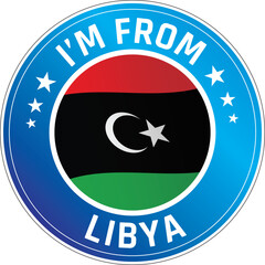 I'm From Libya. Can be used as a sticker or a badge on bikes, helmets, cars, tail box on bikes, suitcase, backpacks, keychains and more.