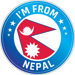 I'm From Nepal. Can be used as a sticker or a badge on bikes, helmets, cars, tail box on bikes, suitcase, backpacks, keychains and more.