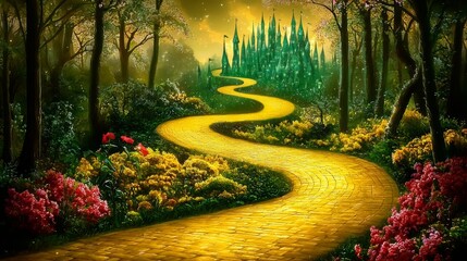 Journey along the magical path towards the iconic emerald city. 