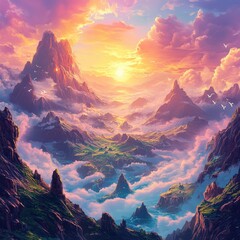 Majestic Sunrise Over A Sea Of Clouds And Mountains