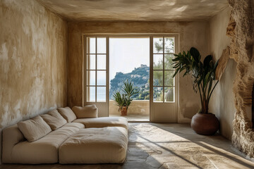  relaxing house made of white limestone