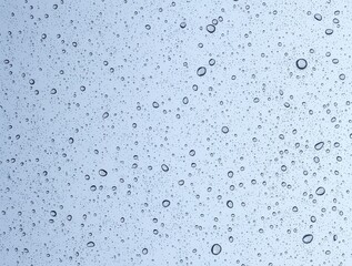 Dense Water Droplet Pattern on Light Blue Surface