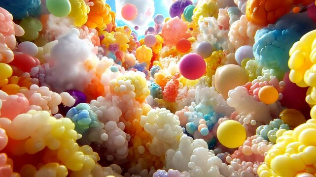 Colorful Popcorn and Candy Bowl Closeup Sweet Snack Delight