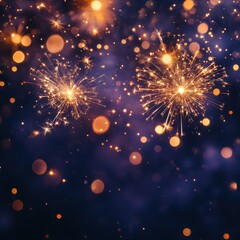 Obraz premium Sparkling Fireworks Display Against a Dark Night Sky Background