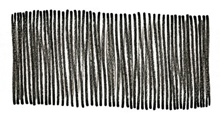 Close up of a black pencil and felt-tip pen stroke for design on white paper background 