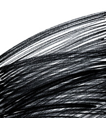 Obraz premium Close up of a black pencil and felt-tip pen stroke for design on white paper background 