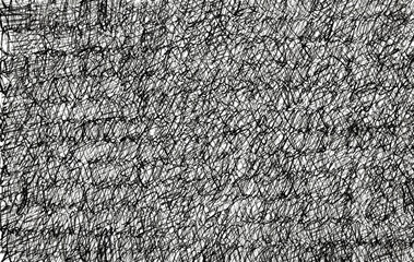 Close up of a black pencil and felt-tip pen stroke for design on white paper background 