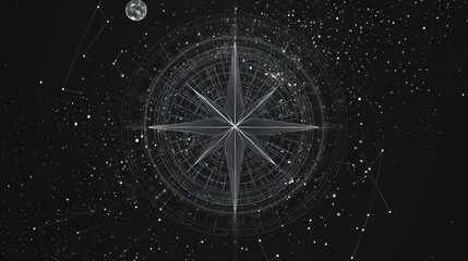 Celestial compass navigation system in space.
