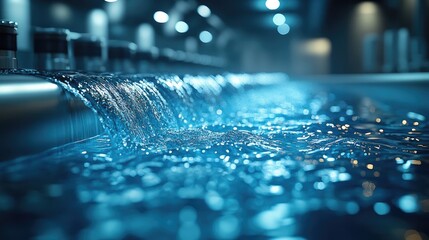 A close-up view of a water treatment facility,