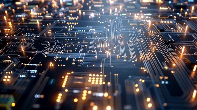 Circuit board with glowing connections showcasing advanced technology in high definition