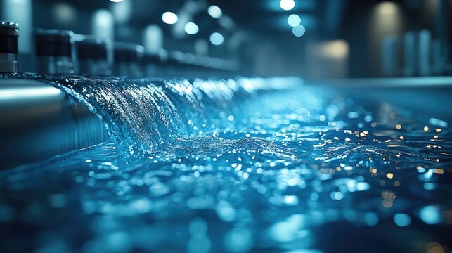 A close-up view of a water treatment facility,