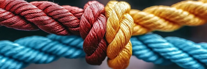 Collaboration is like a braided rope with vibrant colors representing unity.