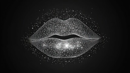 Abstract polygonal lips with glitter.