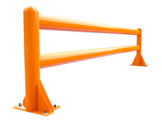 Orange safety barricade isolated on a png background, an essential tool for construction, crowd control, and safety. The barricade features a sturdy design and vibrant color for maximum visibility