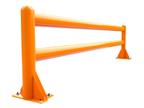 Orange safety barricade isolated on a png background, an essential tool for construction, crowd control, and safety. The barricade features a sturdy design and vibrant color for maximum visibility