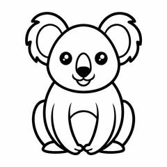 Obraz premium Simple a Koala line art vector design white background
