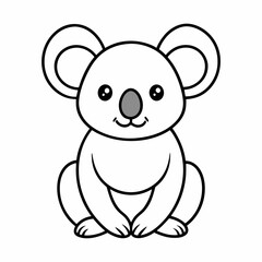 Simple a Koala line art vector design white background