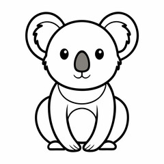 Simple a Koala line art vector design white background