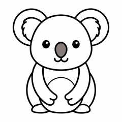 Simple a Koala line art vector design white background