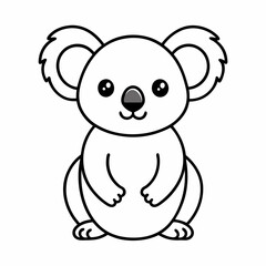 Simple a Koala line art vector design white background