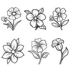 Flowers coloring page line art vector illustration design