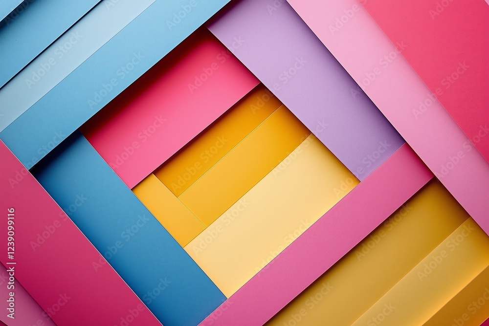 Poster A layered, geometric cutout paper design with soft shadows creating depth
