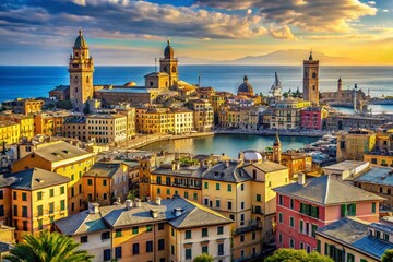 Minimalist Genoa Cityscape: Historic Center & Port Panorama