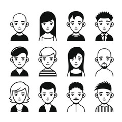 User Icons set on White Background. Vector