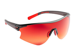 Sport Sunglasses with sleek design and vibrant red lenses for outdoor activities and eye protection, modern and stylish with a minimalist appeal, isolated on transparent background, PNG, cut out