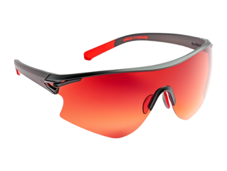 Sport Sunglasses with sleek design and vibrant red lenses for outdoor activities and eye protection, modern and stylish with a minimalist appeal, isolated on transparent background, PNG, cut out