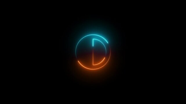 Brown and cyan color glow neon circle half stroke icon animation