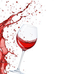 Dynamic splash of red wine in glass, creating artistic effect