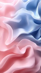 Obraz premium Soft flowing fabric in pastel pink and blue with gentle waves creating a calming abstract